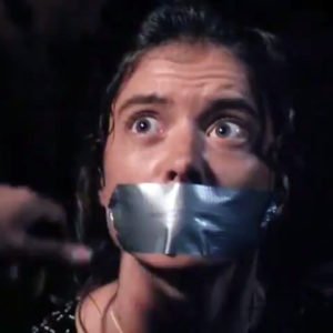 Jungle Ground, Torri Higginson bound tape gagged thumbnail