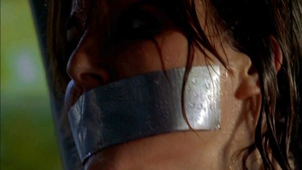 CSI Miami, Lisa Sheridan taped to steering wheel and tape gagged thumbnail