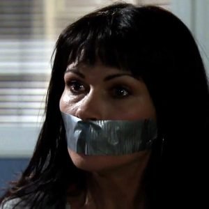 Coronation Street, Alison King chair tied and tape gagged thumbnail