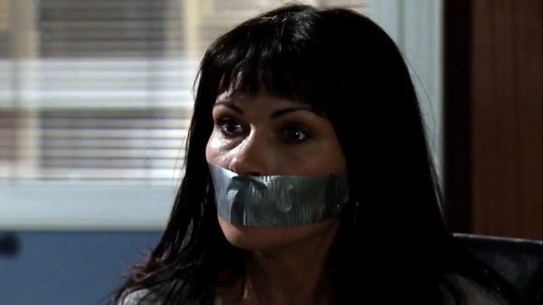 Coronation Street, Alison King chair tied and tape gagged thumbnail