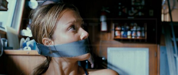 Jessica Alba in Into the Blue hands handcuffed behind her back and tape gagged 15