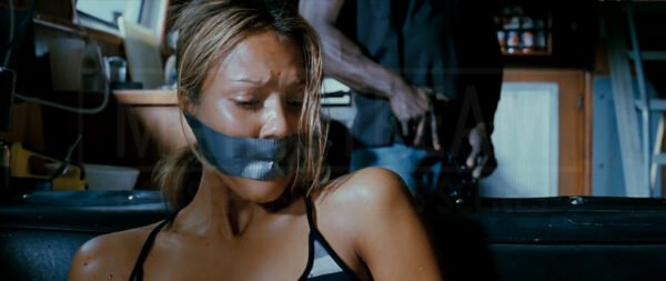 Jessica Alba in Into the Blue hands handcuffed behind her back and tape gagged 16