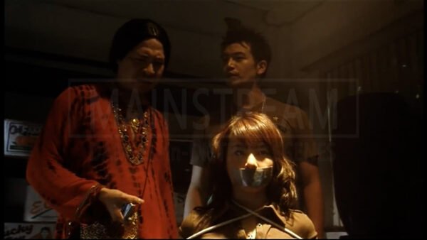 Stephy Tang [鄧麗欣] kidnapped chairtied and tape gagged in Dragon Loaded 2003 [龙咁威] 03