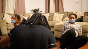 Three women kidnapped bound and tape gagged in Manic short film - 05