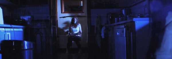 Melissa Coyne kidnapped chair tied and tape gagged in Slasher House - 02