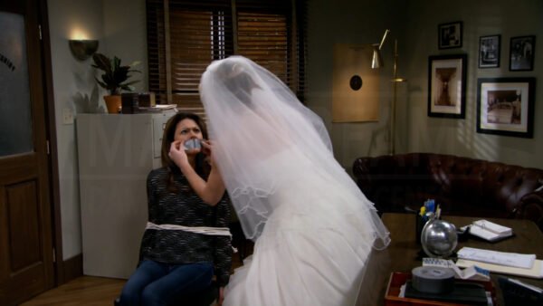 Jane Leeves kidnapped chair tied and tape gagged in Hot In Cleveland - 02