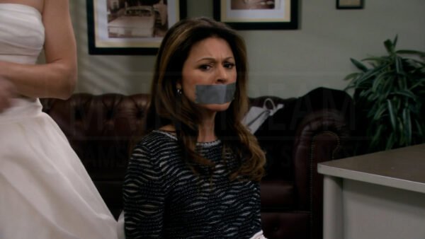 Jane Leeves kidnapped chair tied and tape gagged in Hot In Cleveland - 03