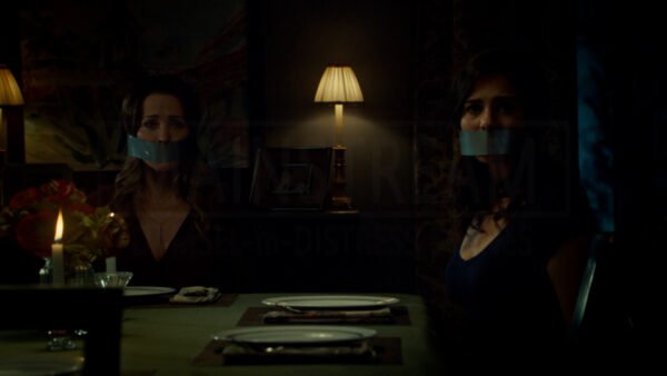 Christina Cox & Holly Deveaux kidnapped chair tied and tape gagged in Shadowhunters - 01