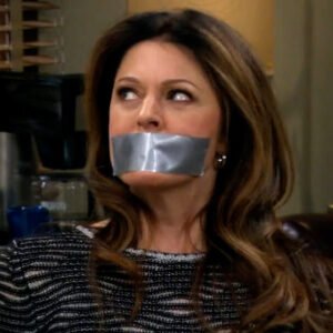 Jane Leeves kidnapped chair tied and tape gagged in Hot In Cleveland - thumbnail