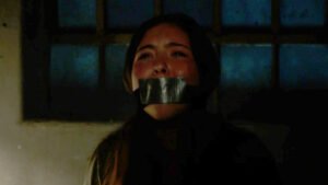 Emma Tremblay kidnapped chair tied and tape gagged in Psych the Movie - thumbnail