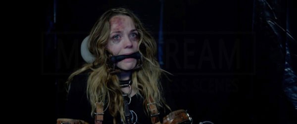 Kerry Condon kidnapped chair tied and gagged in bondage gear in Bad Samaritan - 07