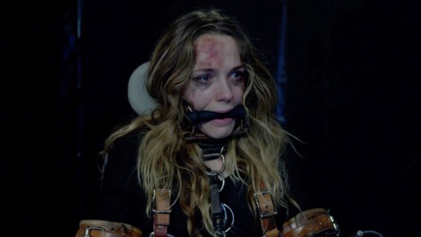 Kerry Condon kidnapped chair tied and gagged in bondage gear in Bad Samaritan - thumbnail