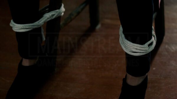 Allison Paige kidnapped chair tied and tape gagged in Adopted in Danger - 03