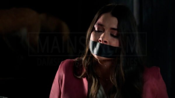 Allison Paige kidnapped chair tied and tape gagged in Adopted in Danger - 04