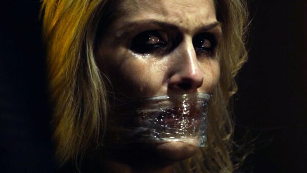 Ingrid Falaise kidnapped chair tied and tape gagged in A Night of Horror: Nightmare Radio - thumbnail