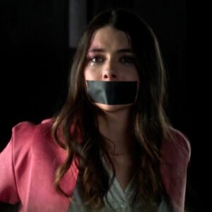 Allison Paige kidnapped chair tied and tape gagged in Adopted in Danger - thumbnail